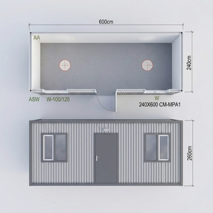 Kontener biurowy 240×600 cm SC-MPA1
