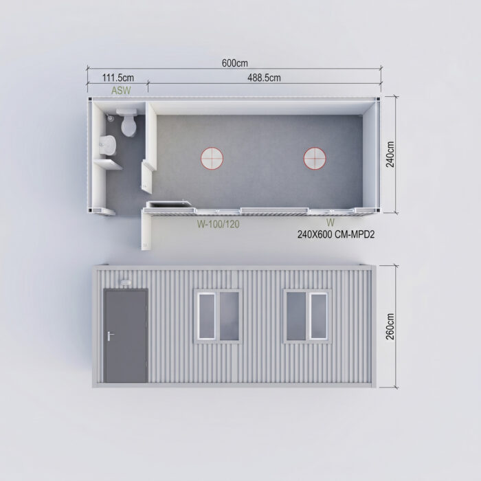 Kontener biurowy 240×600 cm SC-MPD2