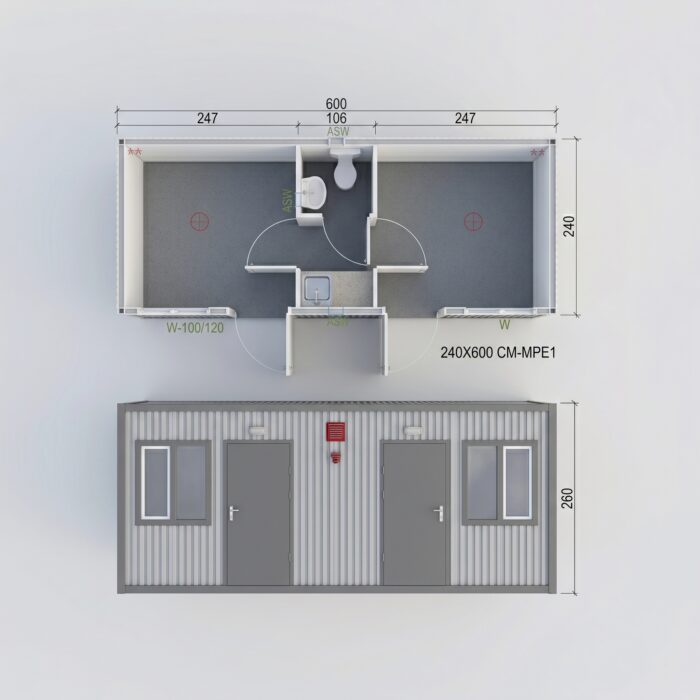 Kontener biurowy 240×600 cm SC-MPE1