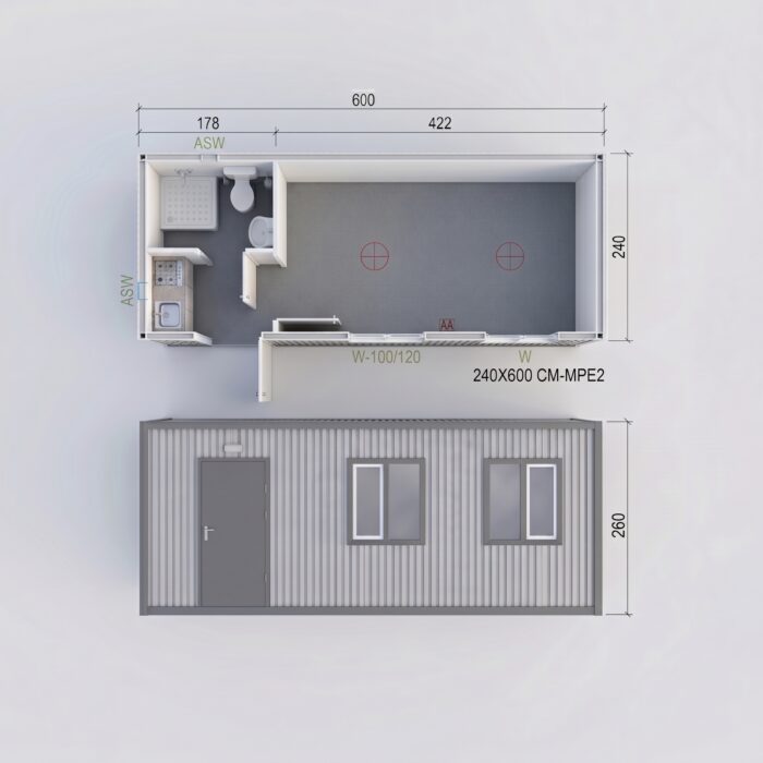 Kontener biurowy 240×600 cm SC-MPE2