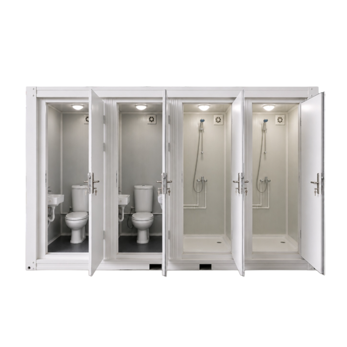 Czteroosobowa Kabina WC + Prysznicowa - 120x400 cm